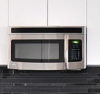 microwave isntalled in the kitchen