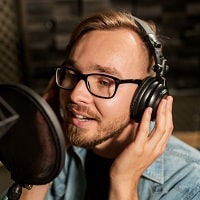 man with studio headphones