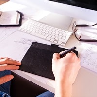 architect using a drawing tablet