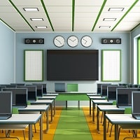 ceiling speaker installed in a class room