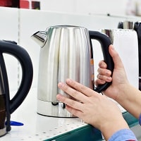 stainless steel electric kettle in the shop
