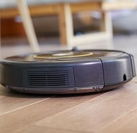 robot vacuum on a wooden floor